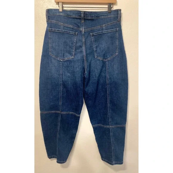 Banana Republic High-Rise Barrel Jean Dark Wash Utility Blue Denim 32/14 - Picture 3 of 10